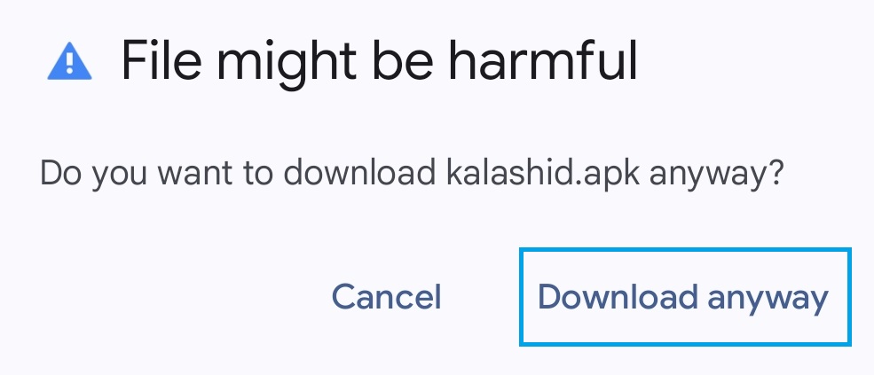 روش نصب اپلیکیشن file might be harmful